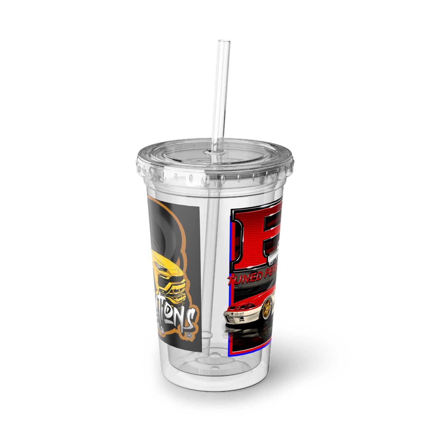 R Tuned & Audio Innovations Clear Acrylic Tumbler with Straw – Reusable Suave Cup