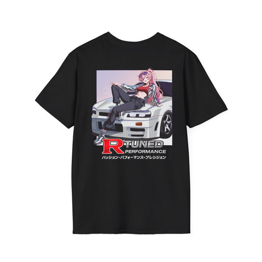 JDM R-Tuned Performance T-Shirt — Anime Girl & Sports Car Graphic (#RBTheWorld)