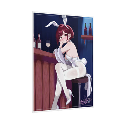 Bunny Barmaid Poster — Anime Pin-Up Rolled Art Print