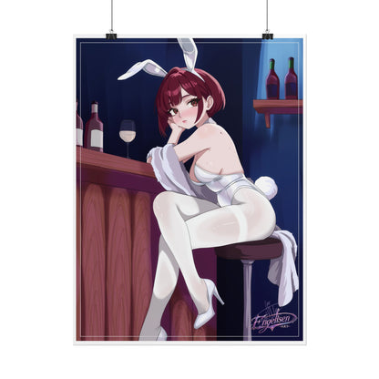 Bunny Barmaid Poster — Anime Pin-Up Rolled Art Print
