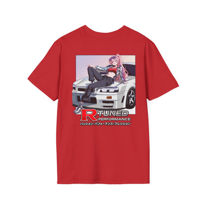 JDM R-Tuned Performance T-Shirt — Anime Girl & Sports Car Graphic (#RBTheWorld)